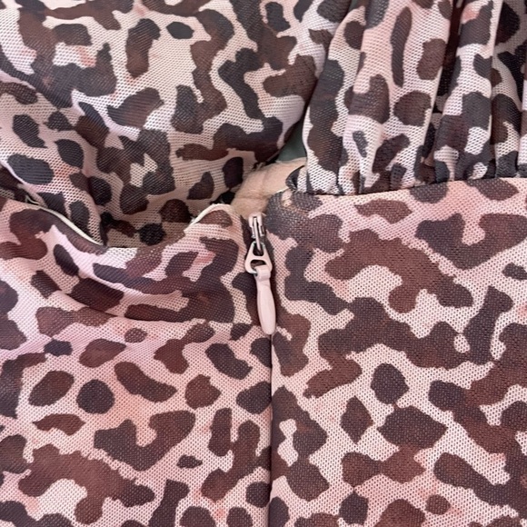 House of CB Clementine leopard mesh one shoulder ruched mini dress - Picture 13 of 16